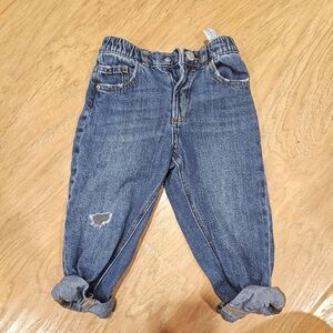 Zara Kids Girls Blue Distressed Denim Jeans Size 2 - 3 Years